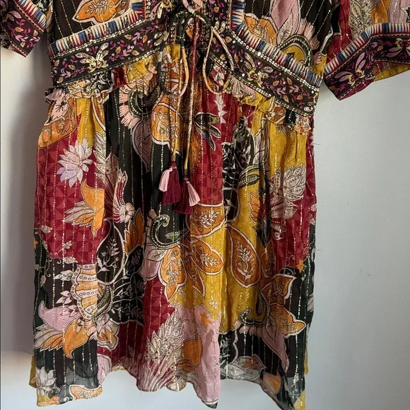 Verb by Pallavi Singhee Anthropologie Beaded Shimmer Mini Dress M - Picture 6 of 10